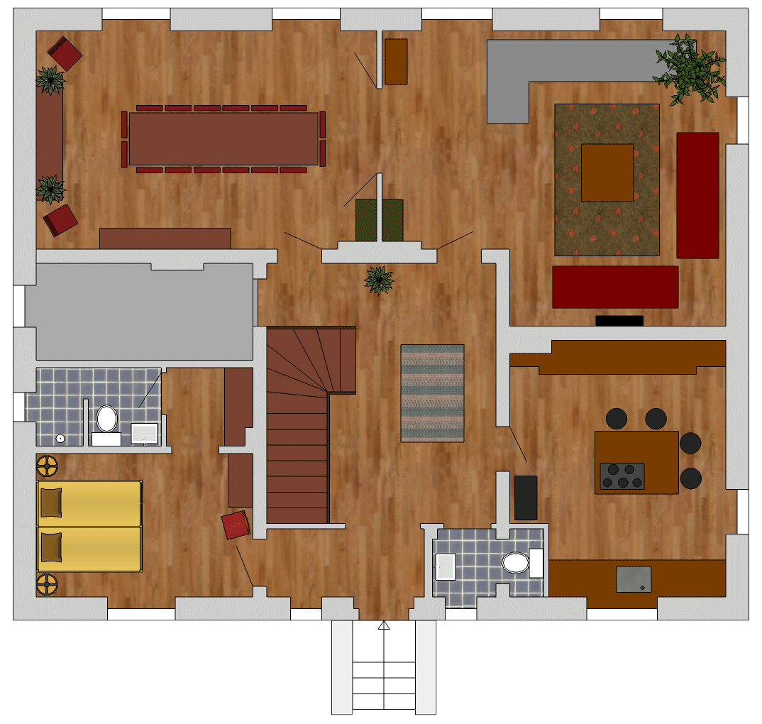 esszimmer, wohnzimmer und küche